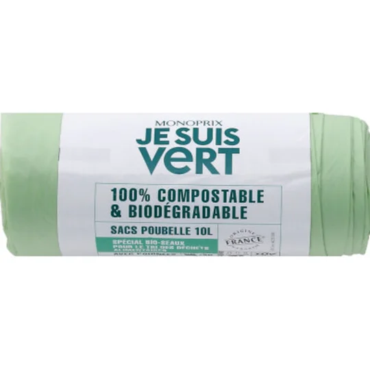 Sacs Poubelle Biodégradables 100% Compostables 10L X20