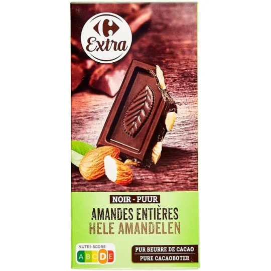 Chocolat noir amandes entières