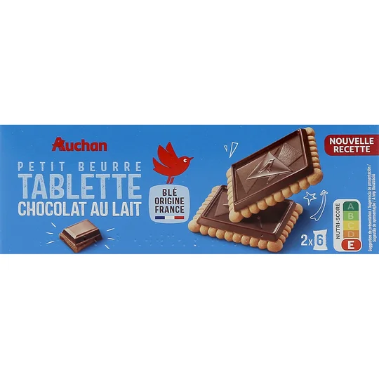 Petits beurre avec tablette de chocolat au lait, sachets fraîcheur