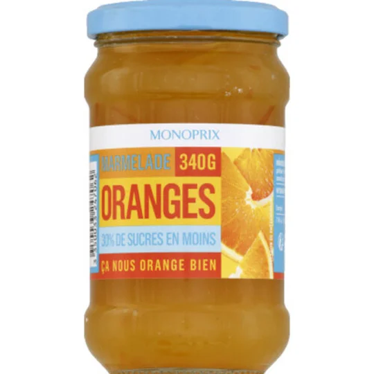 Marmelade d'oranges 30% de sucres en moins