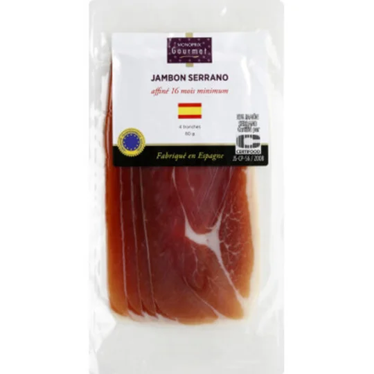 Jambon Serrano affiné 16 mois minimum
