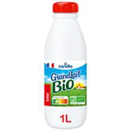 Lait Bio entier Grandlait Candia Bouteille