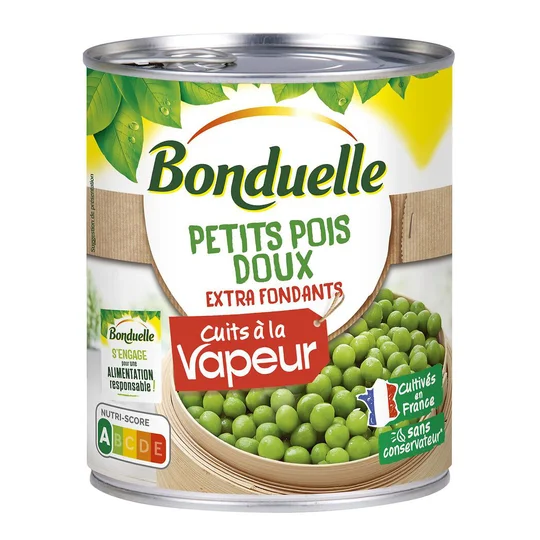 Petits pois doux cuits à la vapeur