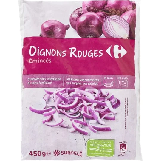 Oignons rouges émincés
