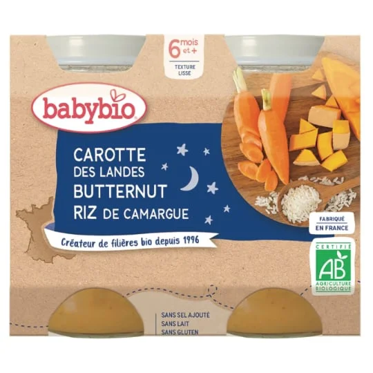 Petit pot bébé dès 6 mois, carotte potimarron riz