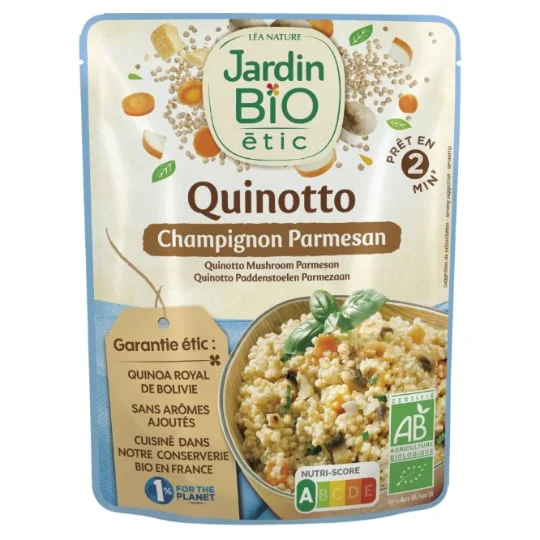 Plat cuisiné quinoa champignons parmesan quinotto Bio