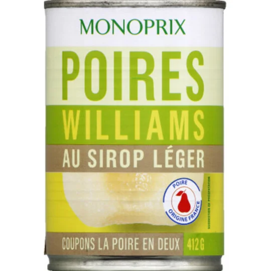 Poires Williams au sirop léger