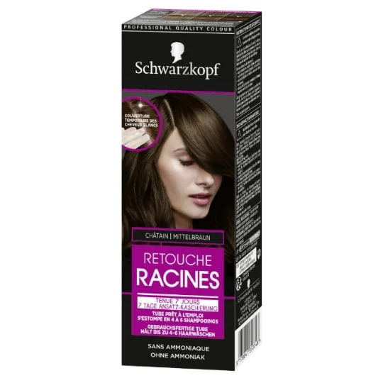 Retouche Capillaire Racines Châtain Couverture Temporaire Des Cheveux Blancs Sans Ammoniaque Professional Quality Colour