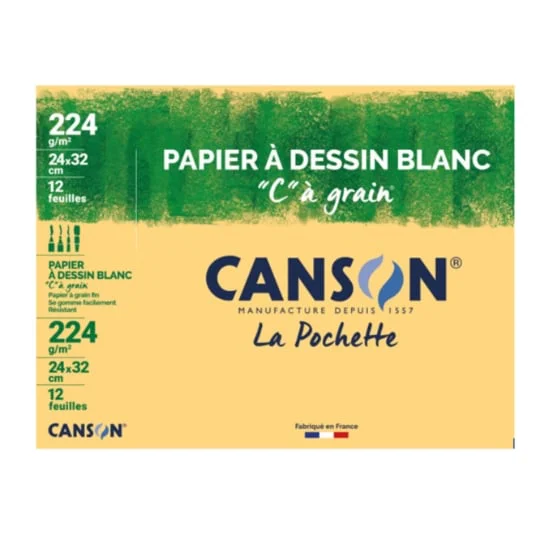 Pochette dessin 24x32 12 feuilles dessin blanc