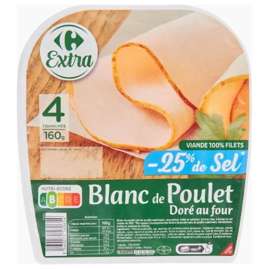 Blanc de poulet réduit en sel