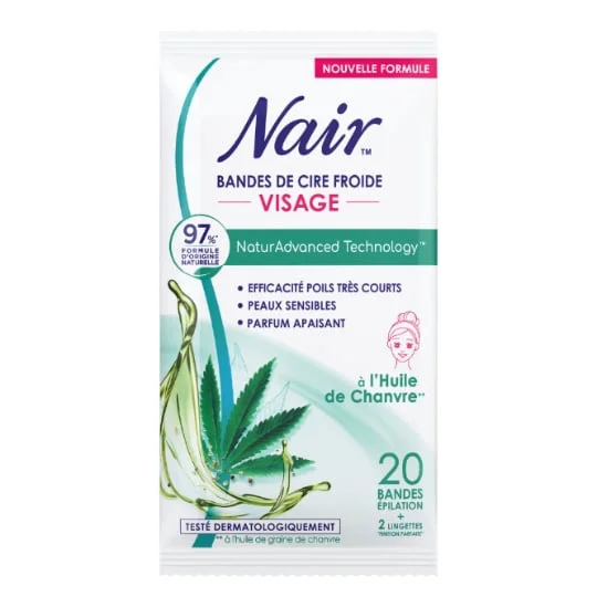 Bande De Cire Froide Pour Visage À L'Huile De Chanvre