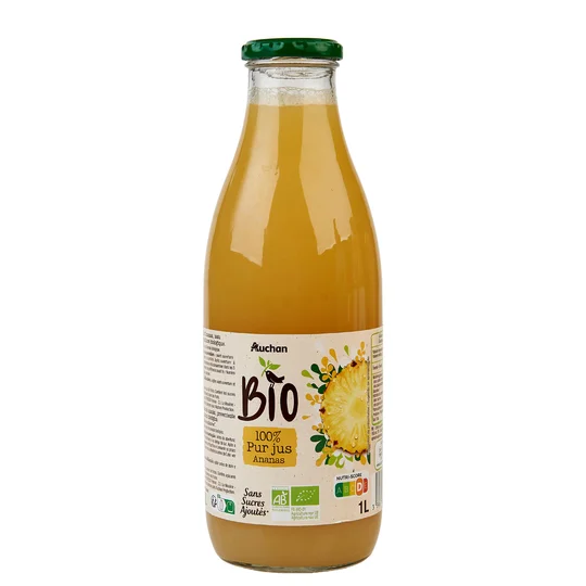 Pur jus d'ananas bouteille verre