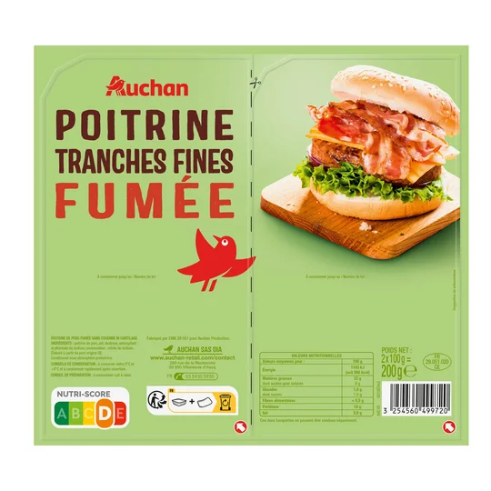 Poitrine fumée tranches fines