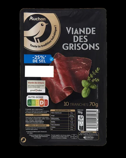 Viande des grisons réduit en sel