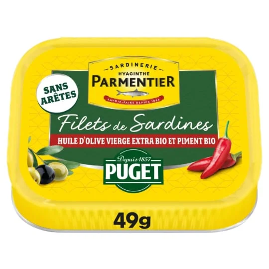 Filets e Sardines Huile d'Olive Vierge Extra de Piments Bio