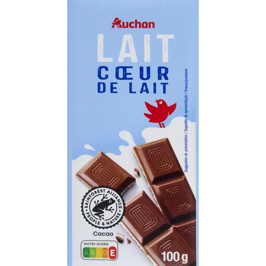 Tablette de chocolat au lait coeur de lait