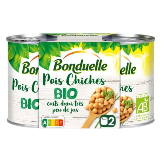 Pois chiches cuits dans très peu de jus Bio