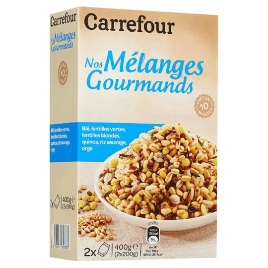 Mélange céréales blé, lentilles, quinoa, riz, orge