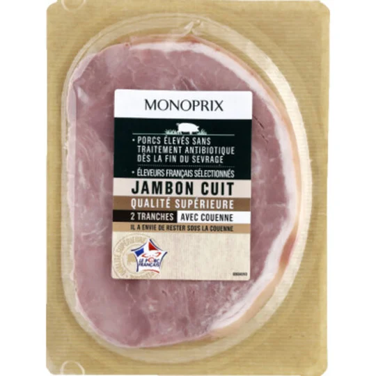 Jambon cuit qualité supérieure avec couenne