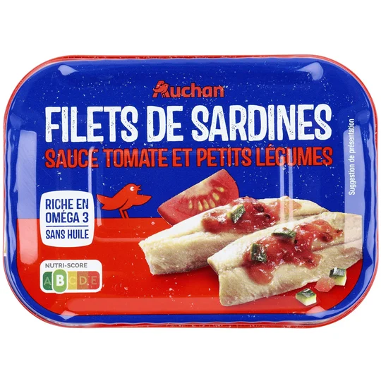 Filets de sardines tomate et petits légumes sans huile
