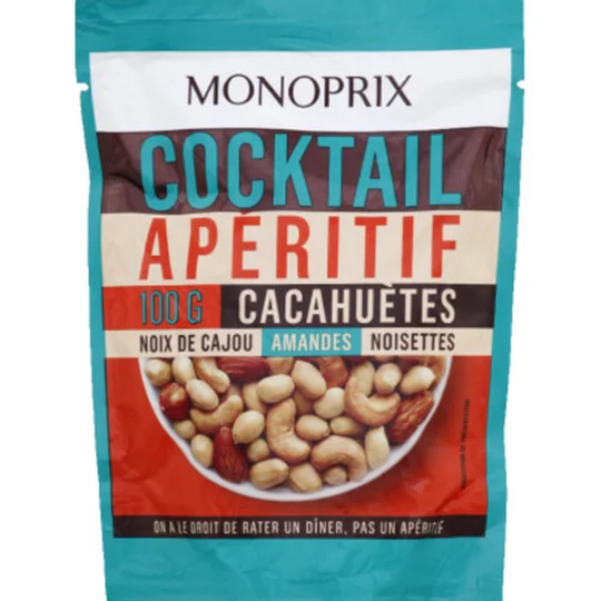 Cocktail apéritif, cacahuètes, noix de cajou, amandes & noisettes