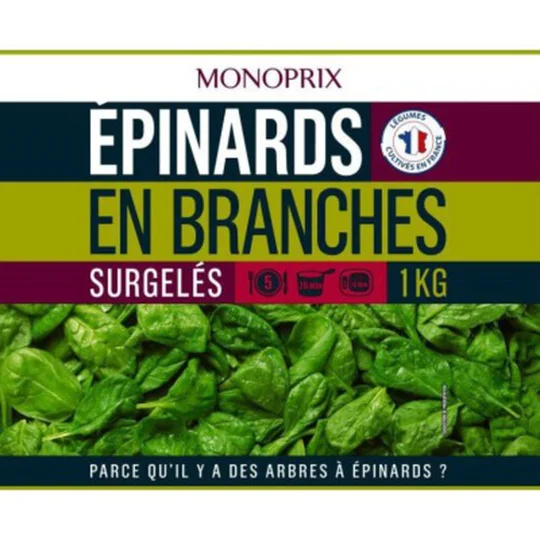 Epinards en branches, surgelés