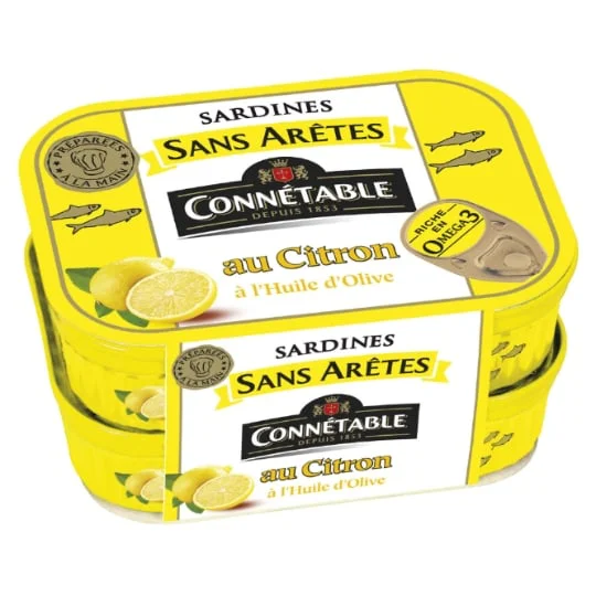 Sardines sans arêtes au citron à l'huile d'olive vierge extra