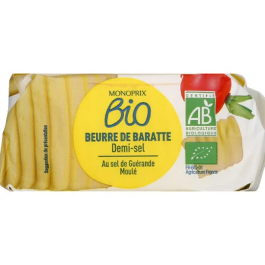 Beurre de baratte demi-sel moulé bio