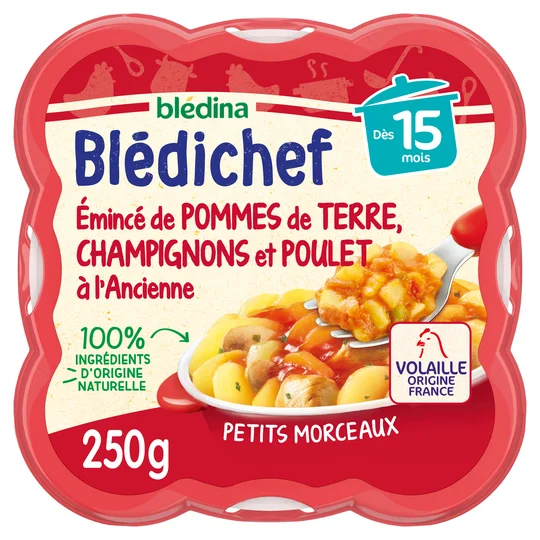 Repas bébé 15 mois Pdt champignon poulet