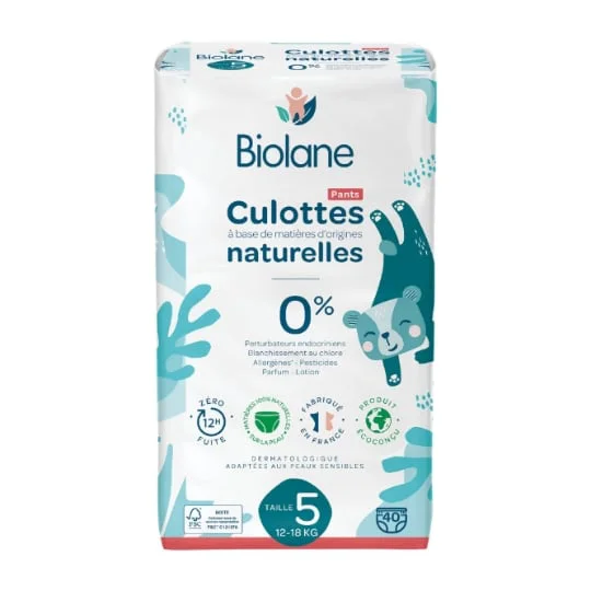 Couches culottes bébé taille 5 : 12 - 18kg naturelles