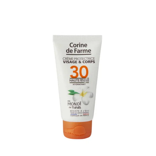 Corinne de Farme Crème Protectrice Visage & Corps SPF30 au Monoï de Tahiti