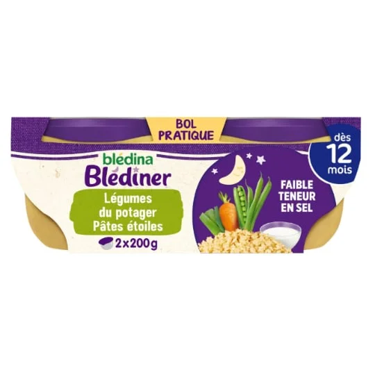Plat bébé dès 12 mois légumes et pâtes