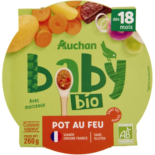 Assiette pot au feu sans sel ajouté sans gluten dès 18 mois