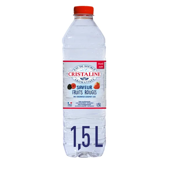 Eau de source aromatisée saveur fruits rouges