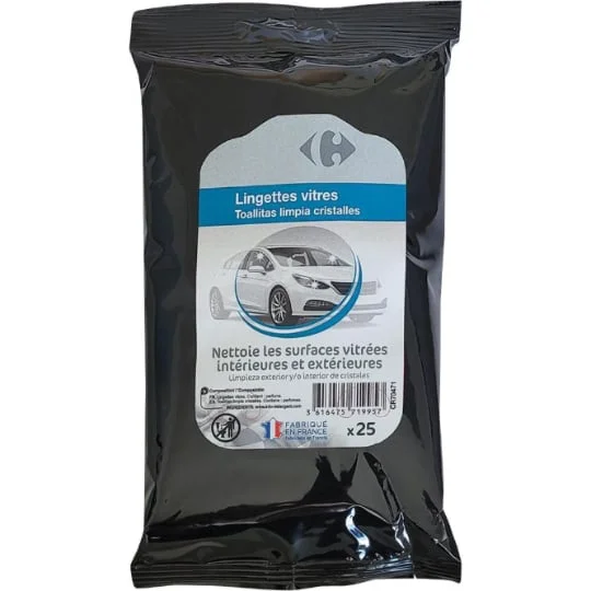 Lingettes vitres x25 pour les surface vitrées