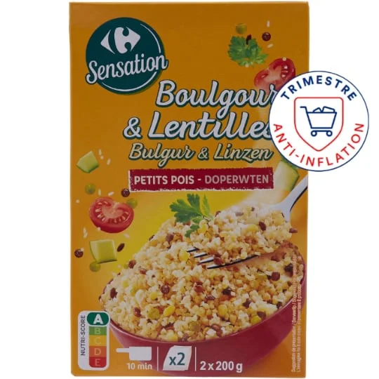 Mélange Boulgour lentilles petits pois
