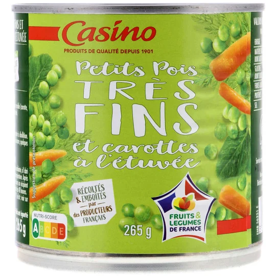 Petits pois et carottes très fins