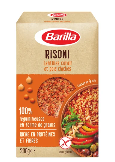 Pates Risoni lentilles corail et pois chiche