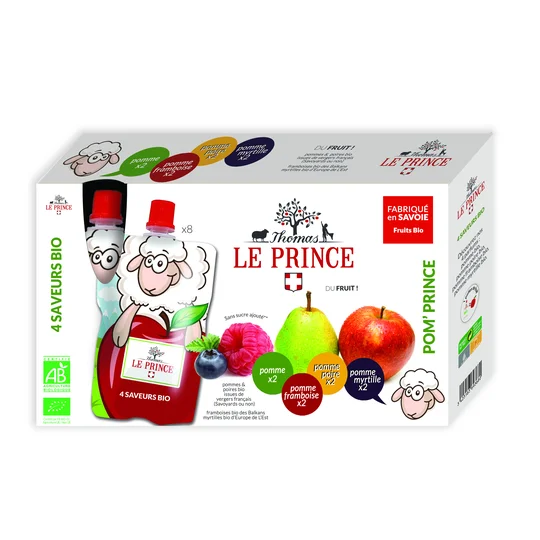 Gourdes pomme poire framboise myrtille bio