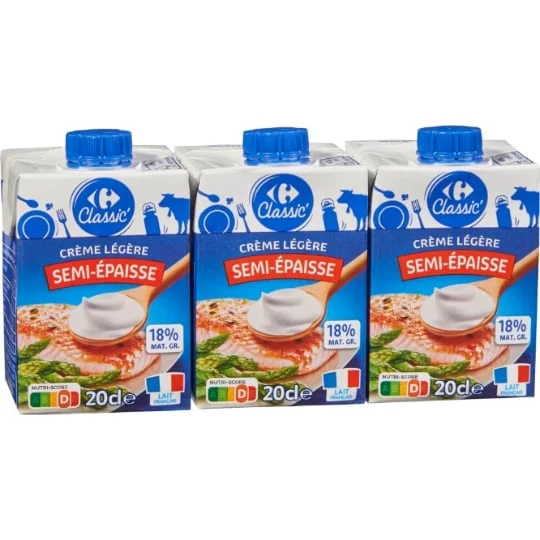 Crème légère semi-épaisse 18% MG