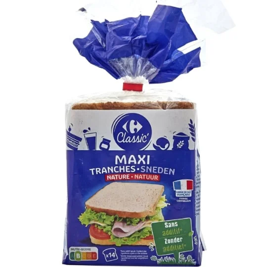 Pain de mie nature tranché