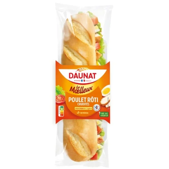 Sandwich poulet rôti crudités