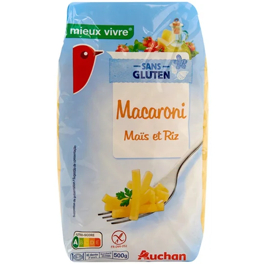 Macaroni de maïs et riz sans gluten