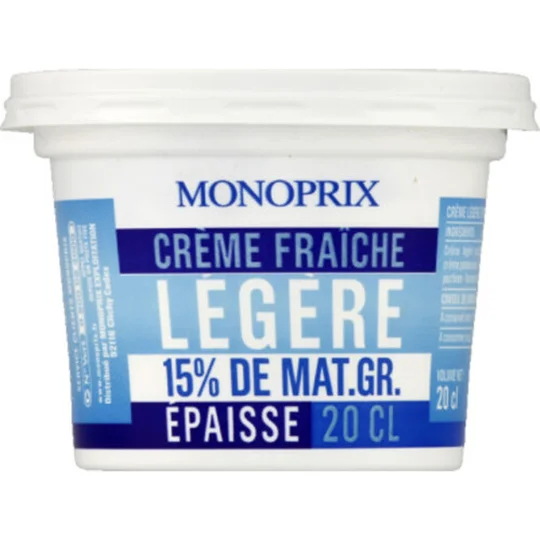 Crème fraîche légère épaisse 15% MG