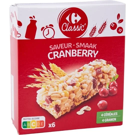 Barres 4 céréales cranberry