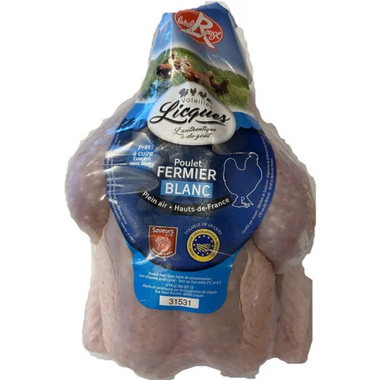 Poulet entier fermier blanc