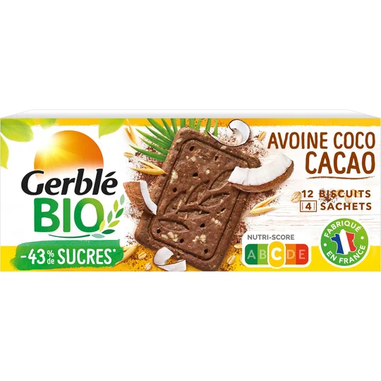 Biscuits petit déjeuner Avoine Cacao Coco - Bio