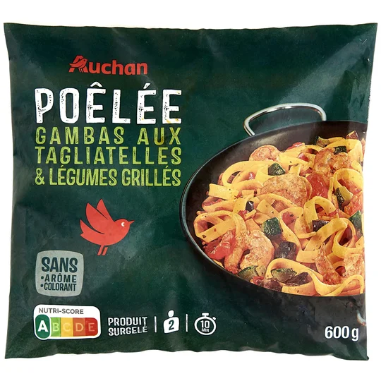 Poêlée de gambas tagliatelles et légumes grillés