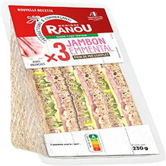 Sandwich jambon emmental pain de mie complet