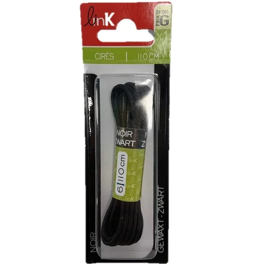Lacets ronds cirés - 110cm - Noir